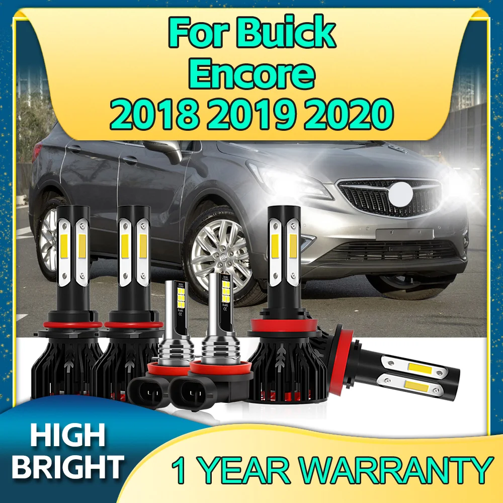 2/6Pcs LED Bulb 180W 4Side Chip Car Headlight H11 9005 6000K White Auto Fog Lights For Buick Encore 2018 2019 2020