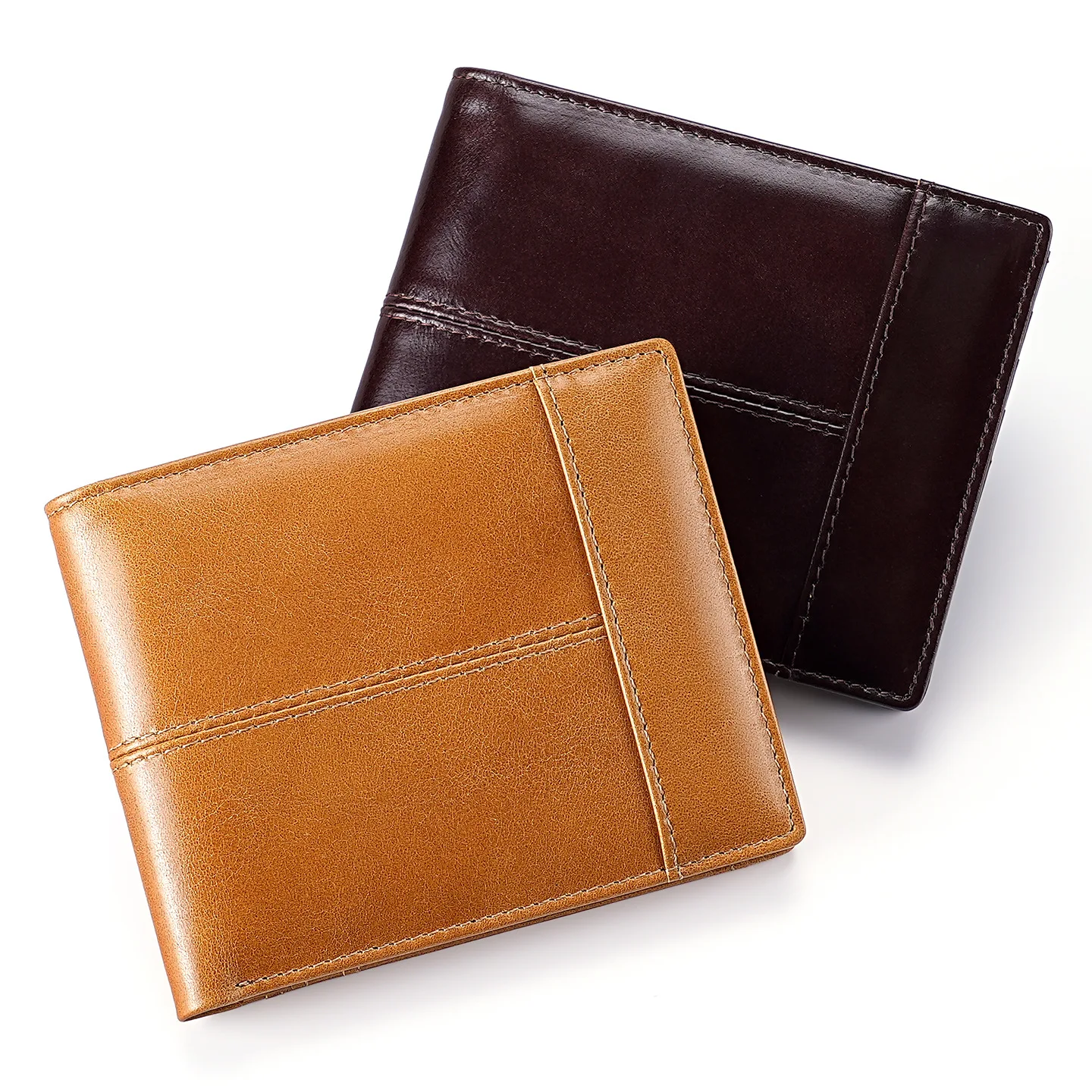 RFID Blocking Waxed Leather Men's Wallet - Anti-Theft Slim Bifold with Magnetic Card Slot, Top Grain Leather