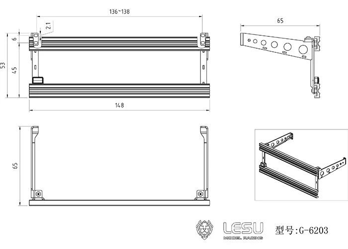 LESU für 1/14 LKW-Modell, Metallspielzeug, Fh16-Zubehör, G-6203, Leitplankenelement, LKW-DIY-Zubehör, Spielzeug – Detail 4