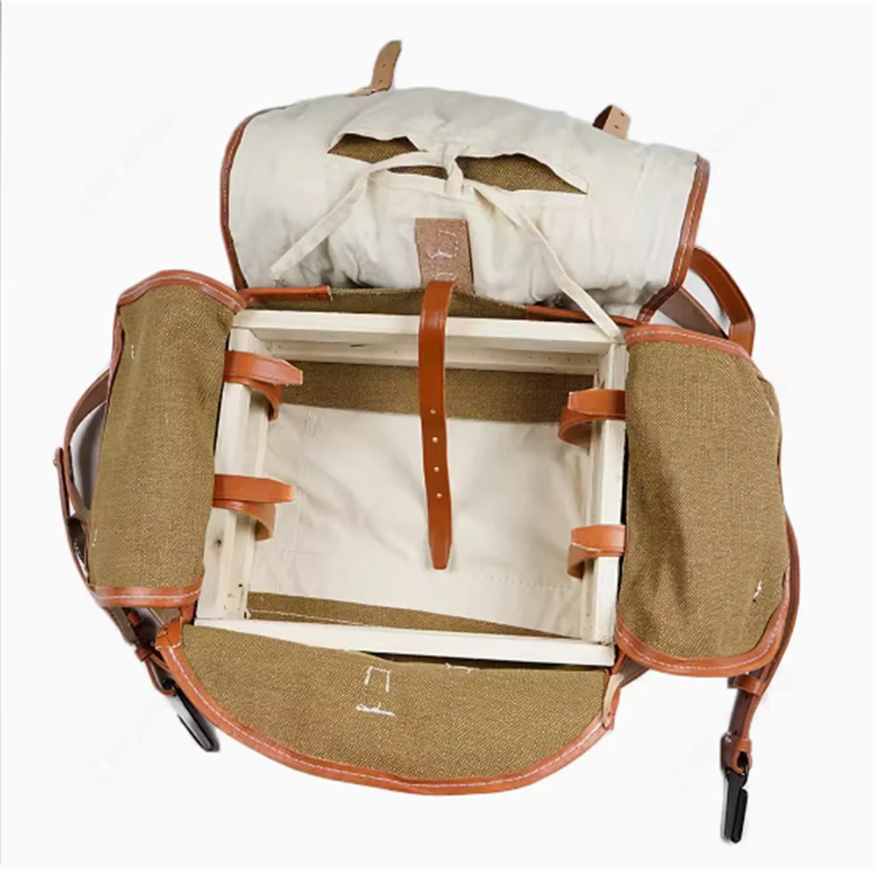 

During World War II, backpacks were made of linen, pure cowhide, and heavy-duty wooden frames