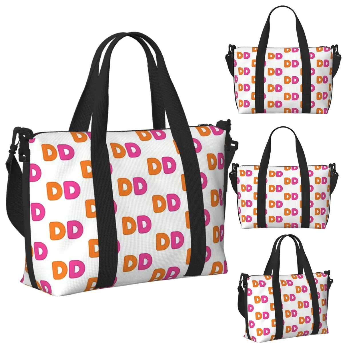 

Custom I Love Dunkin Donuts Beach Travel Bag Large Capacity Tote Bags for Gym Yoga Women Shopping Duffle Shoulder Bag