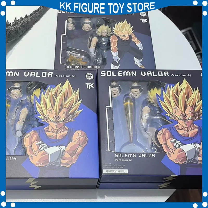  ﻿ En stock: Figura de acción de anime Black Hole Toys & TK Super Saiyan SSJ Majin Vegeta con daños de batalla y potencia máxima, modelo de juguete, regalos.