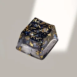 2024 New original resin personalized metal gold foil key cap transparent diy cross axis mechanical keyboard key cap 1pcs