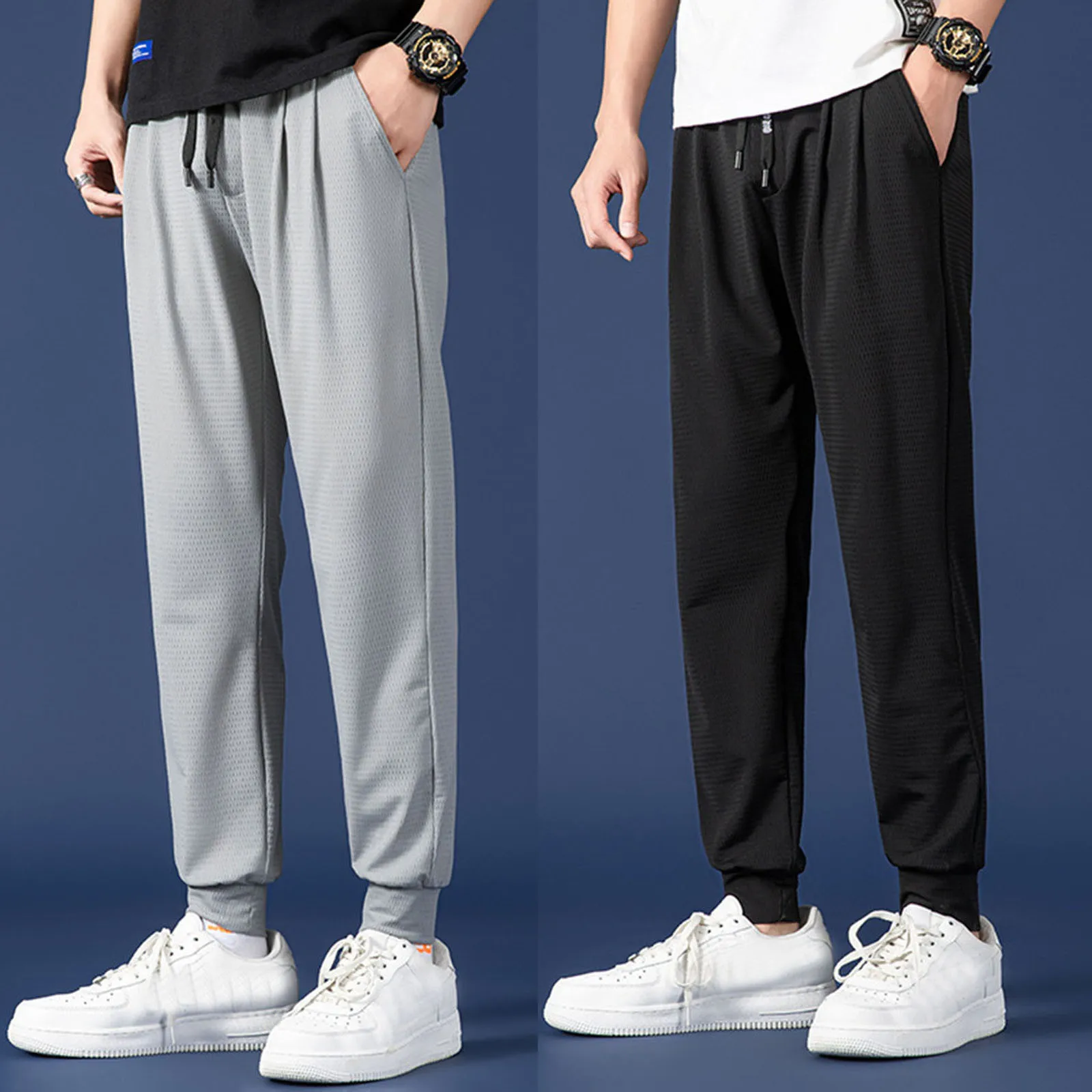 

Ice Silk Pants Men's Spring And Summer Thin Mesh Breathable Sports Corset Casual Trousers Large Size Air-Conditioned Pants