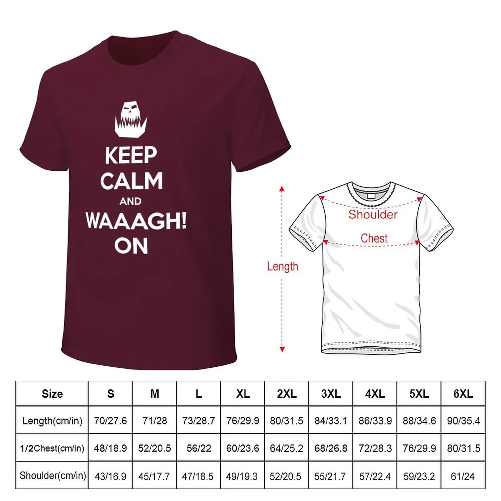 Keep calm and WAAAGH! on T-shirt for a boy plus size tops Aesthetic clothing t shirts men