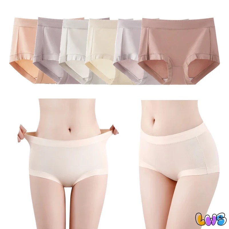 

3pcs Cotton Women's Panties Mid-High Female Underwear Plus Size Underpants Briefs High Elastic Soft Sexy Comfortable Lingerie