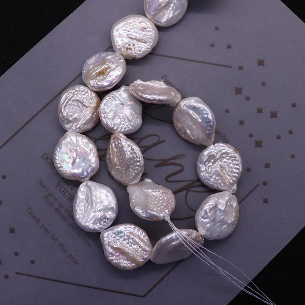

1 Strand 20x20mm Pearl Bracelet Natural White Round Flat Baroque Pearl Loose Spacer Beads for Jewelry Making DIY Necklace Gift