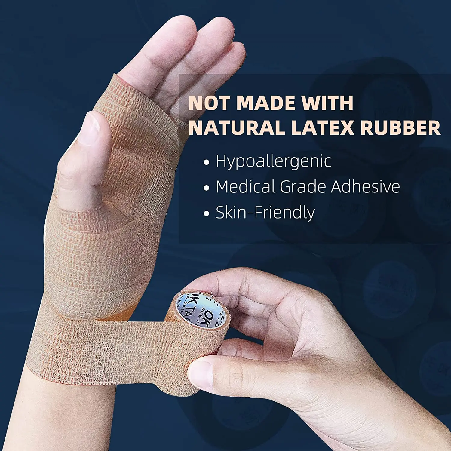 Kindmax Blue Happy Face Non-woven Sports Bandages Elastic Self-adhesive Bandages For Foot Finger Ankle Arm