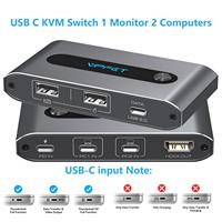 NEW 4K@60Hz HDMI KVM Switch 1 Monitor 2 Computers,USB C KVM Switcher for 2 Laptops Sharing One HDMI Display and Three USB Device