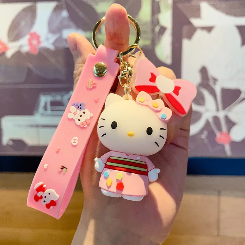 Sanrio Hello Kitty Gelang Gelang Gantungan Kunci Lucu Kitty Kucing Kawaii Anime Boneka Tas Pesona Ponsel Lanyard Mobil Liontin Hadiah Anak Perempuan