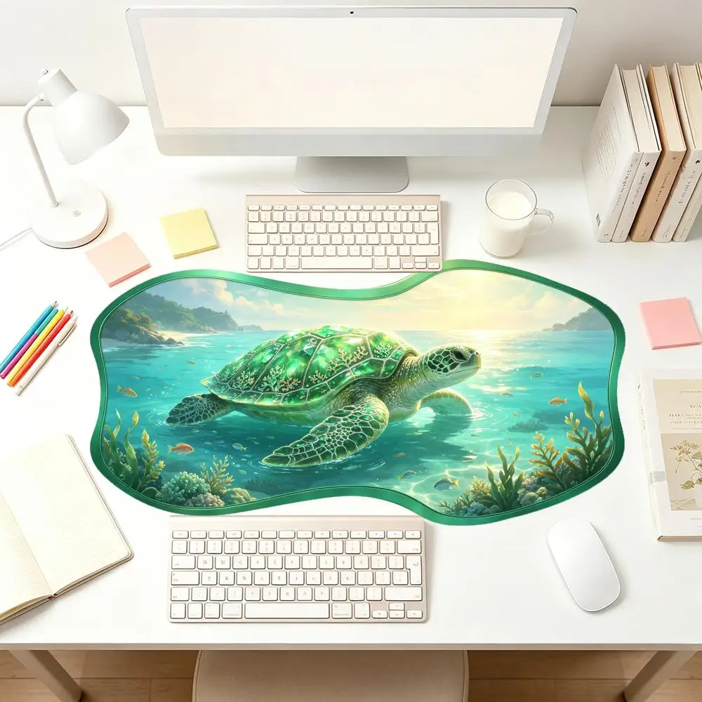 Purple Neon Light Flow Creative Desk Mat Smooth Glide Large Size Special Shaped For Cyber Desk Decor