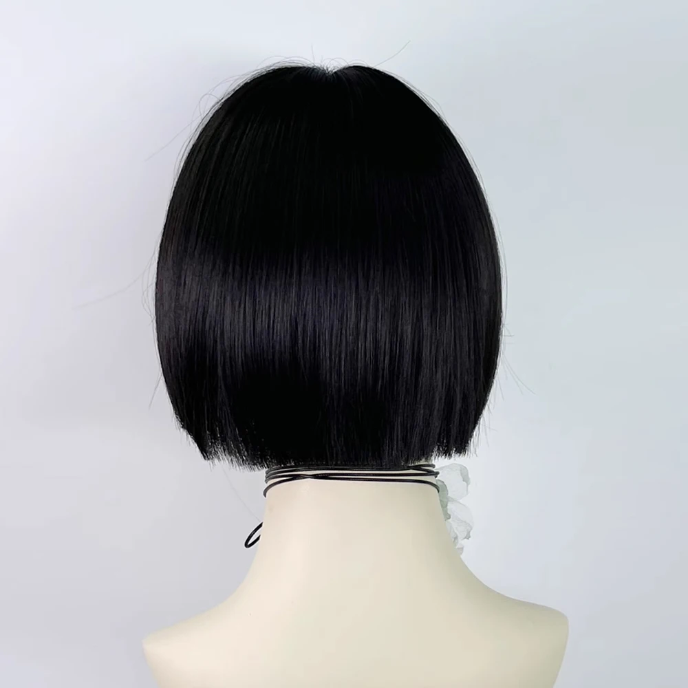 VICWIG Synthetic Short Straight Black Wigs with Bangs Lolita Cosplay Women Natural Hair Wig for Daily Party