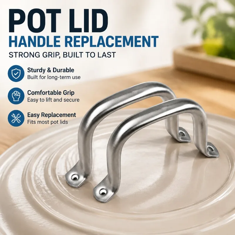 Two-hole Square Tube Pot Lid Handle Replacement Cookware Top Knob Heat Resistant Lifting Grip Iron Wok Cover Accessory Kitchen