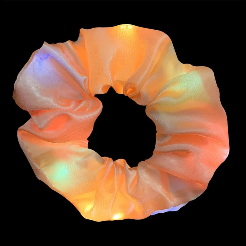 5-20 Pcs/Lot LED Luminous Scrunchies Hairband Ponytail Holder Headwear Elastic Satin Hair Bands Girl Hair Accessories for Party