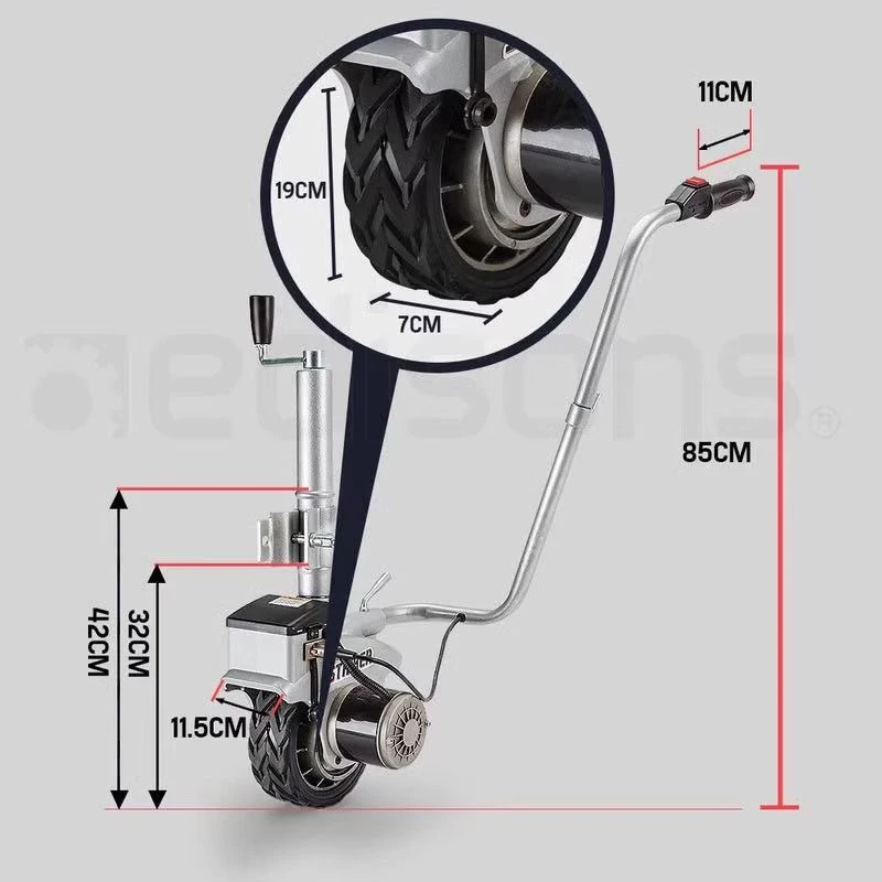 12V Electric Motorised Jockey Wheel 2270KG Vehicle Load Caravan Boat Wheel Dolly Utility Trailer Car SUV Power Mover