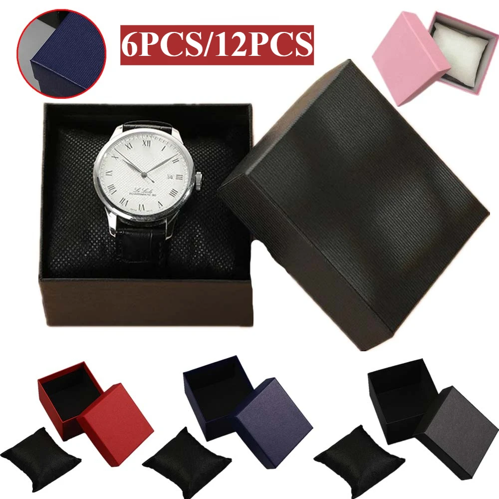 

Black Single Watch Gift Box with Pillow Paper Wristwatch Jewelry Display Case Watch Organizer Women Watch Storage Holder 보석 수납함