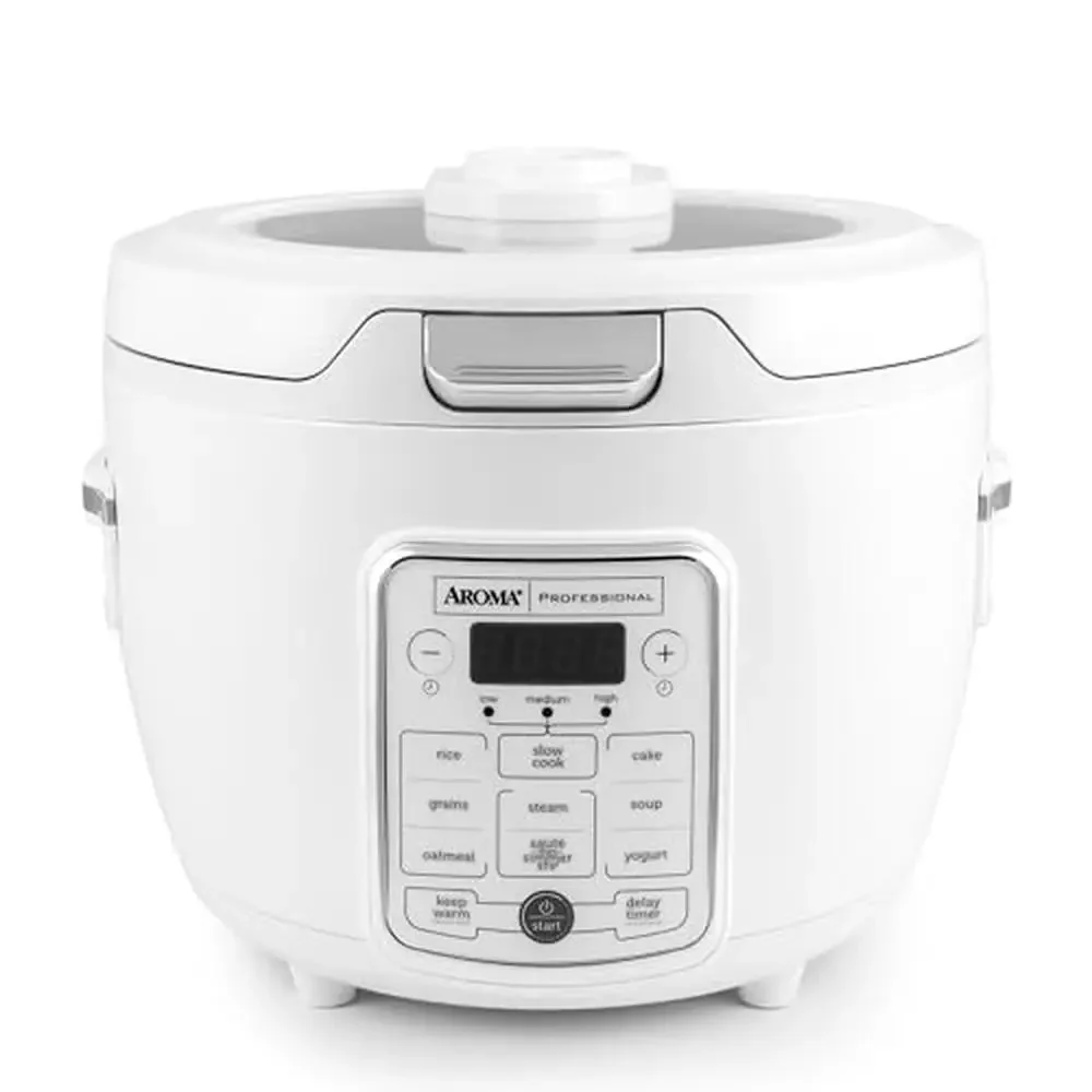 Digital Rice Cooker Multicooker 20-Cup Capacity with Keep Warm Sauté & Simmer Functions Tempered Glass Lid Accessories Included