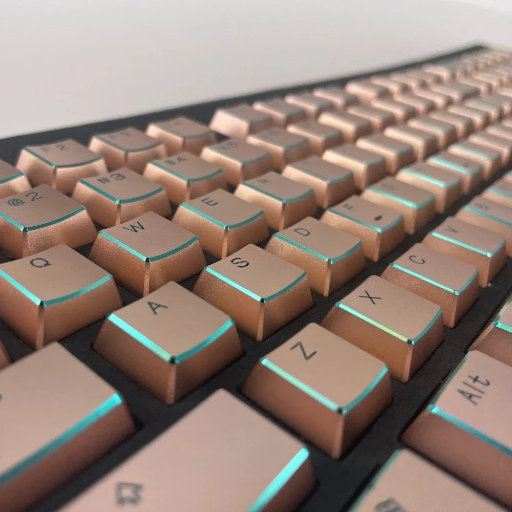 Juego de teclas de aleación de aluminio Hi U M, teclas de Metal de alta luminosidad doradas/plateadas/negras, 108/87 teclas, teclado mecánico XDA Artisan Key Cap