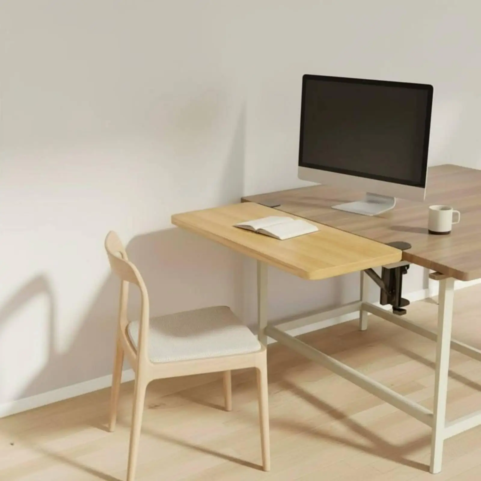 Desktop Extension Panel Foldable Clamp Mount Desk Side Table Auxiliary Surface for Office Workstation Setup