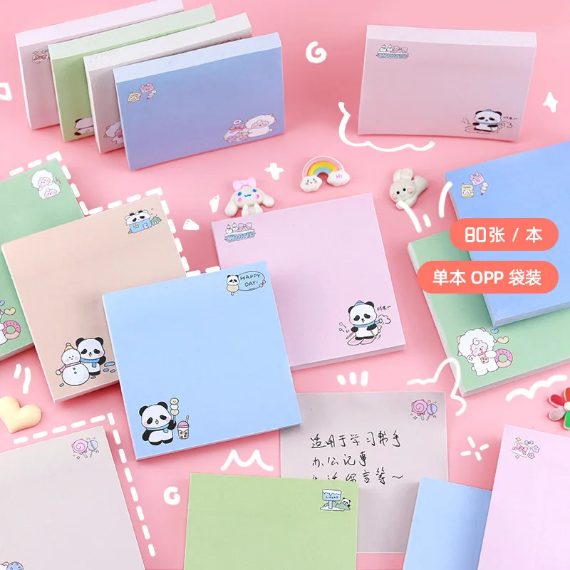 8 Pcs   Cartoon Panda Cute Sheep Series Convenience Stickers , Office Memo Stickers School Students Prize Gifts ,80 Pages