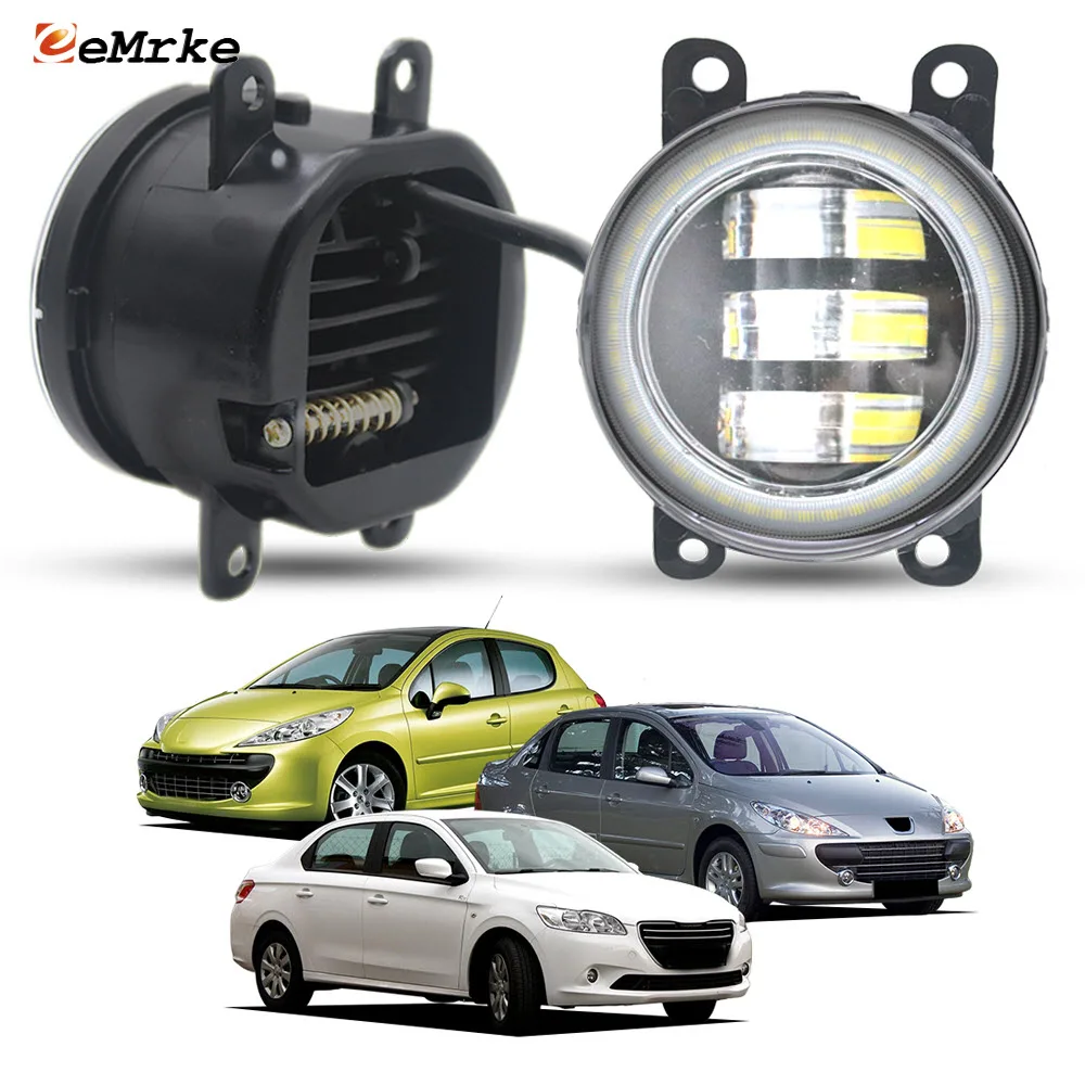 

Светодиодные противотуманные фары DRL PTF с линзой 40W Angel Eye для дневного ходового освещения для Peugeot 207 307 2006-2009, 301 2012-2023