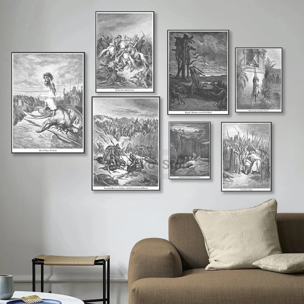 Gustave Dore Works Book of Samuel Poster Bible Illustrations Prints Canvas Painting Bible Wall Art Pictures Home Room Decoration
