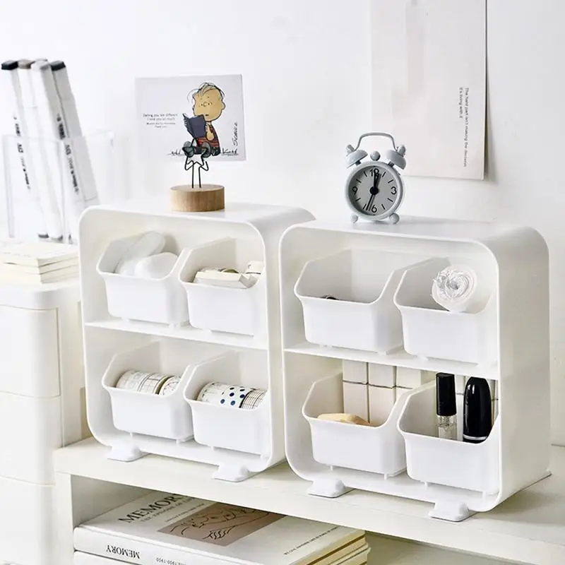 Desktop Storage Box 4-Drawer Waterproof Makeup Organizer Jewelry Storage Desktop Office Supplies For Pens Pencils Rulers