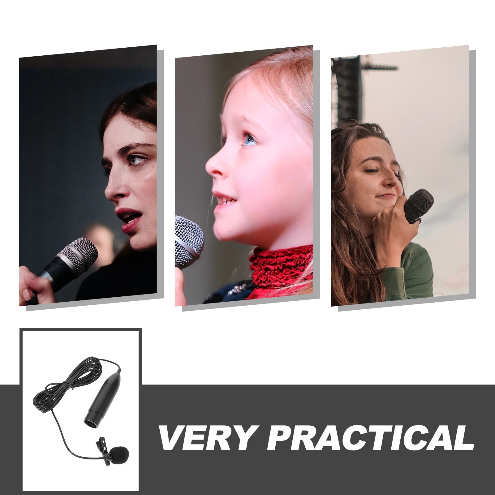 

Three-pin XLR Lavalier Microphone Black Collar Clip Wearable Reusable Portable Audio Accessories Recording Equipment 48V