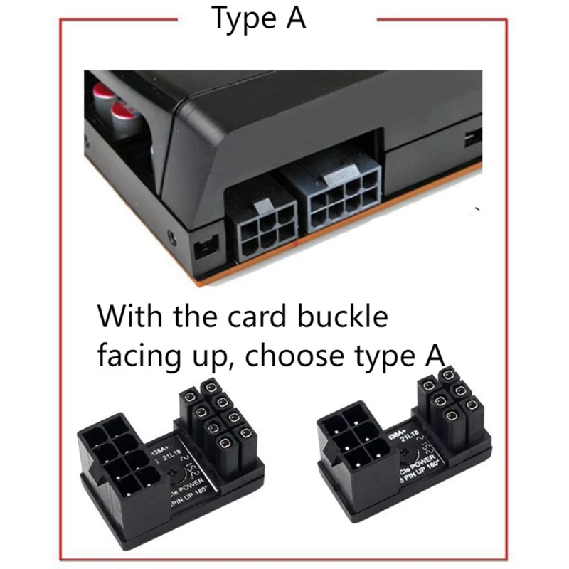 1 Pc Graphics Card Power Supply 180-Degree Steering Connector, Female-To-Male Adapter
