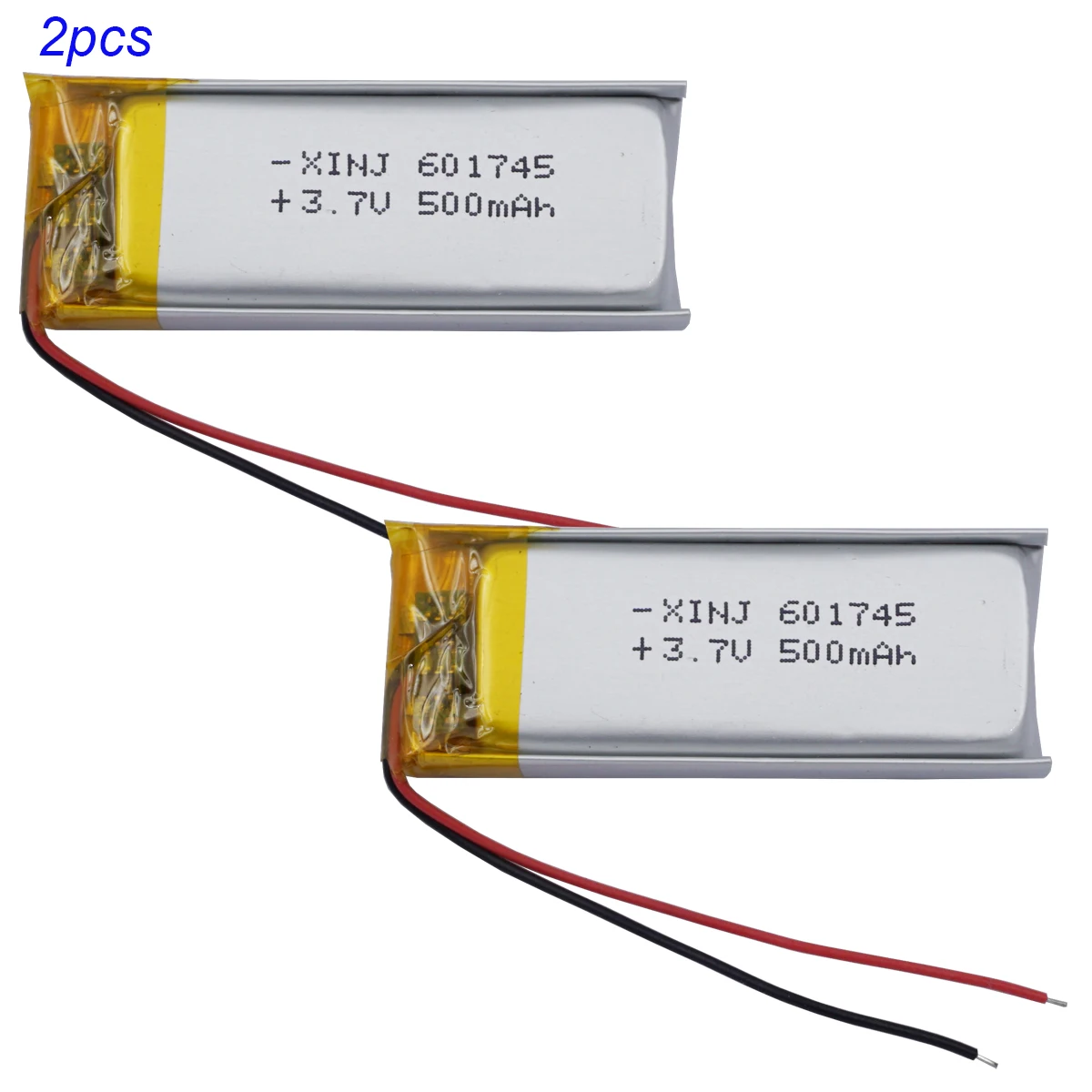 2Pcs 3.7V 500mAh Rechargeable Replacement Lipo Battery 601745 For GPS LED Player Watches Bluetooth Speaker DashCam Smart watch