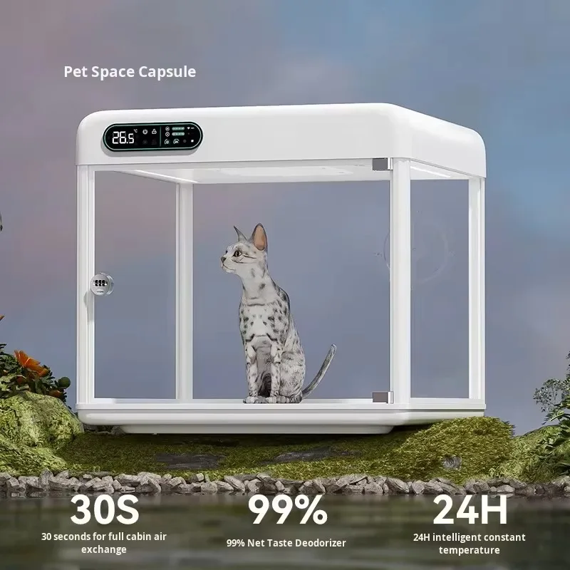 Smart pet cabin, fresh air deodorization display cabinet, cat cage, temperature-controlled space capsule, cat villa ABS