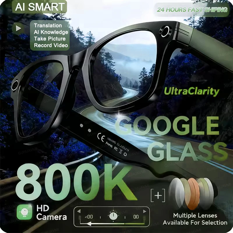 

2025 Fashion Man Women Smart Glasses 32GB Memory With Camera Sunglasses Mini Camera Video Translation HD Call Anti-blue Glasses
