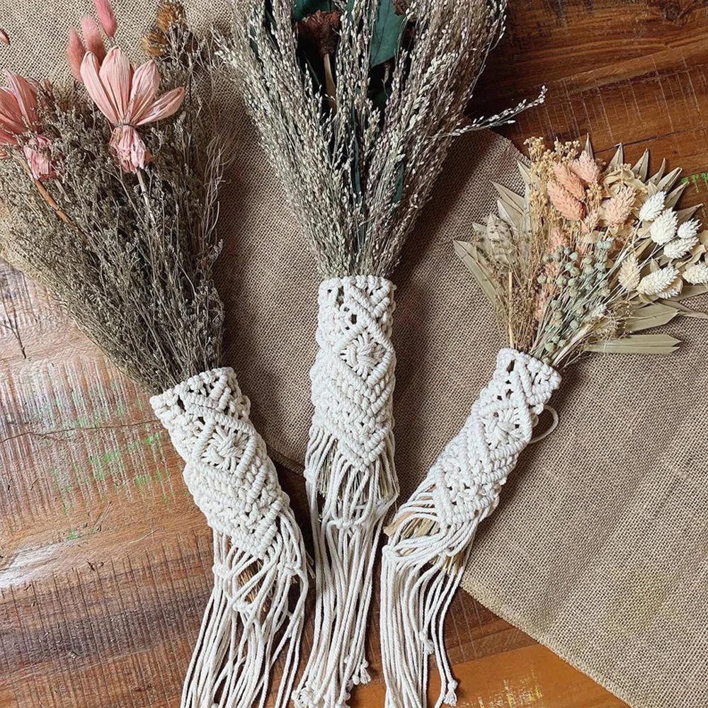 Tassel Bohemian bouquet bag, small and medium-sized bouquet binding, bride bridesmaid holding flowers decoration