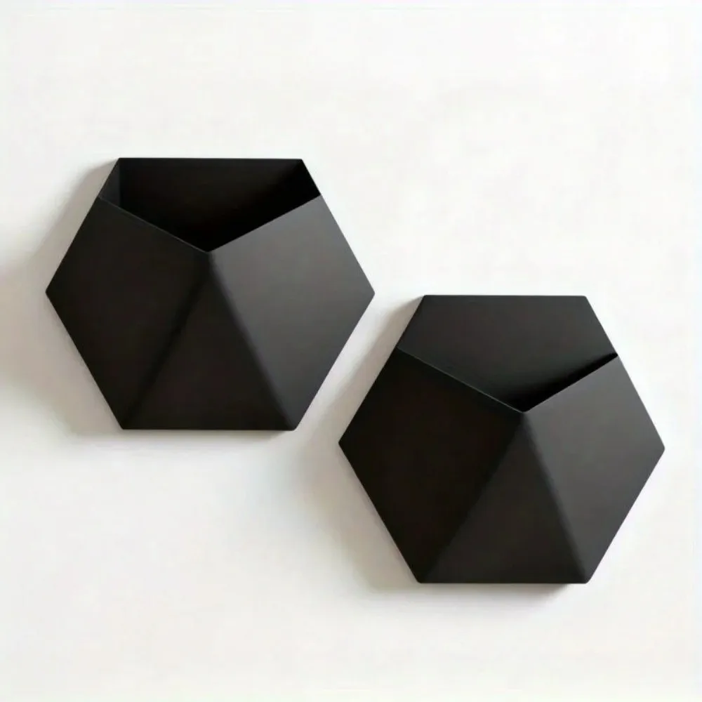 Mounting Holes Hexagonal Wall Flower Pot Easy to Install Modern Style Wall-Mounted Planter Wall Decoration Plant Pot