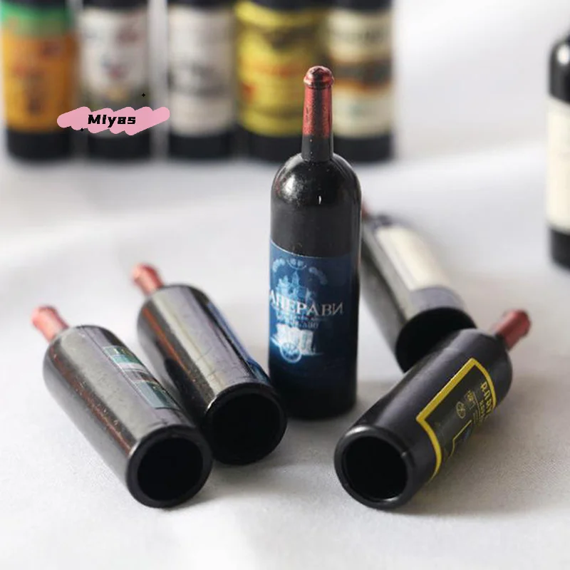 5Pcs Dollhouse Miniature Wine Bottle Simulation Accessories for Decoration 1/12 Scale Collectible Items for Home Decor