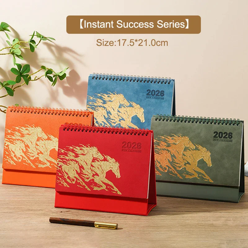 

2026 Red Hollowed-Out Calendar Embossed Vintage Design Horse Year Table Calendar Chinese Style Souvenir Large-sized Calendar