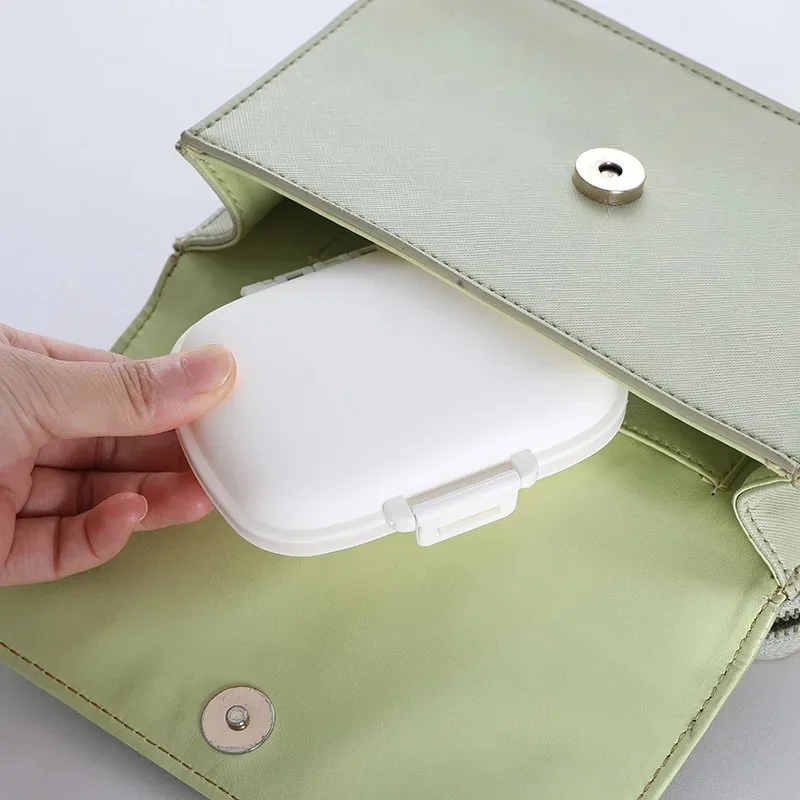 

Mini Portable 8 Grids Pill Box Organizer Travel Medicine Container Wheat Sealed Tablets Storage Dispenser Box for Medicines