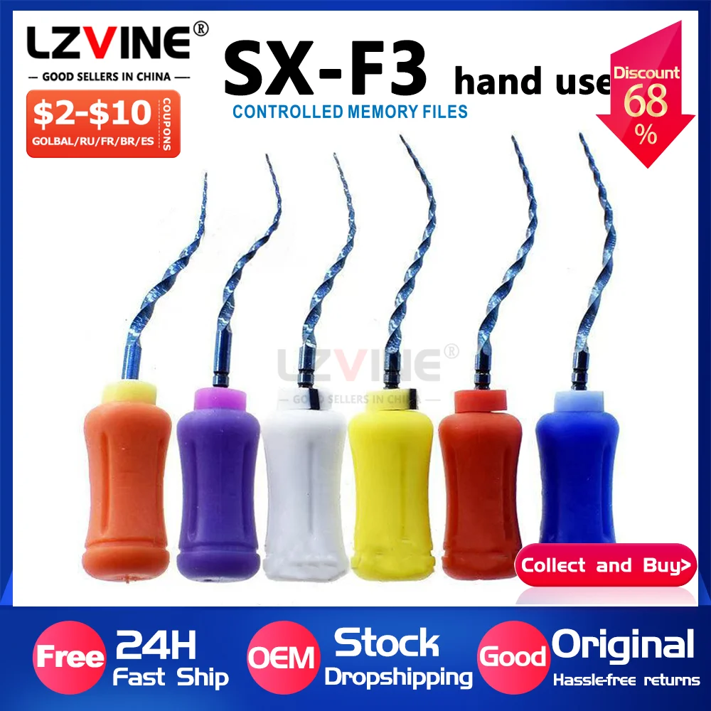 

6Pcs/Box Dental Endodontic NiTi Hand Use Heat Activated Rotary File SX-F3 25mm F4 Root Canal Super Blue Files Dentist Accessory