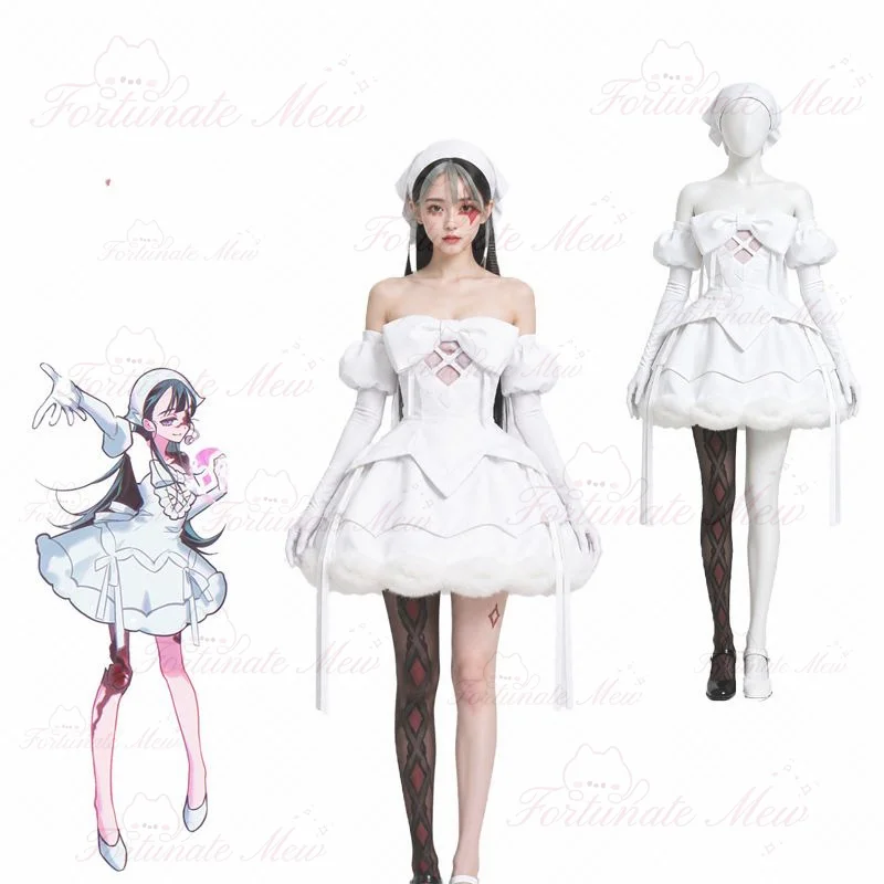 Alien Stage Zombie Stage Mizi Sua Cosplay Costume White Dress Full Set Adult Women Halloween Comic Con Anime Role Play Outfit