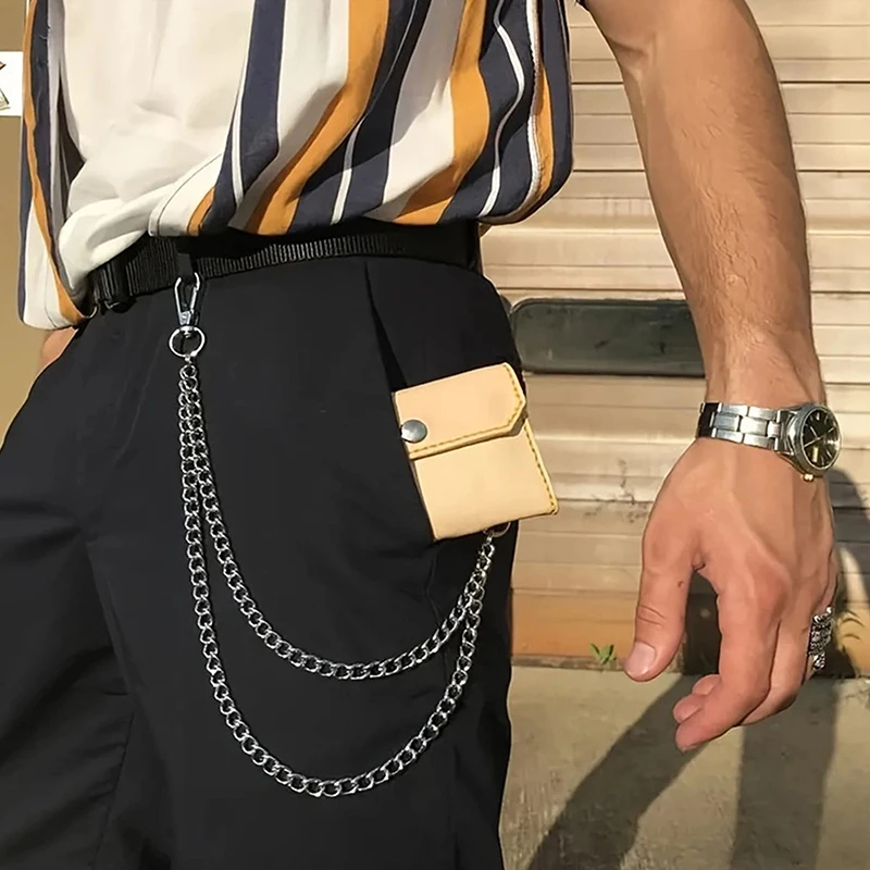★▲2/3Layer Punk Hip-hop Long Metal Belt Chain Fashion Trousers Pant Waist Metal Chain Keychain view 3
