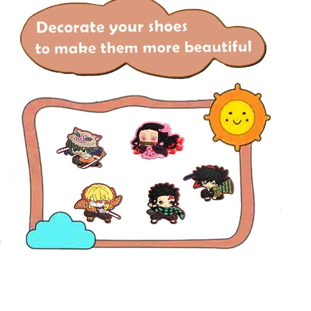 5-15 шт., популярная японская манга, новая серия демонов для обуви с героями мультфильмов, подвески, аксессуары, украшение «сделай сам», для классического сабо, подарки для детей