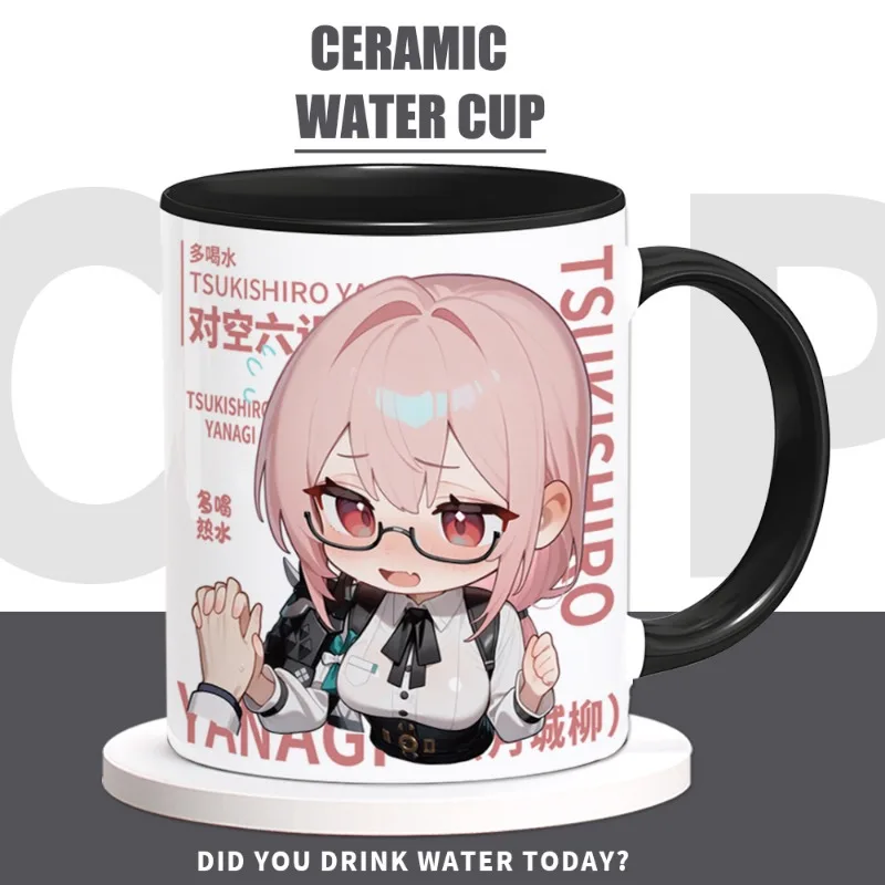 Zenless Zone Zero Anime-Spiel Cos Tsukishiro Yanagi 2025, Unisex, 9,5 x 8 cm, Cartoon, niedlich, hohes Aussehen, Keramik-Wasserbecher, Geschenk