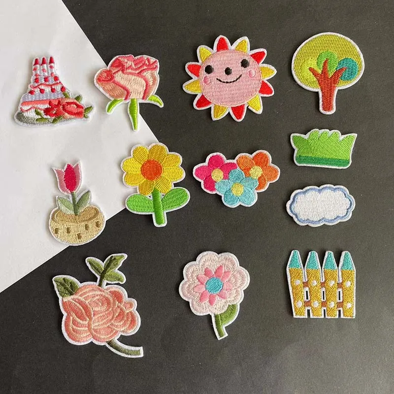 Parches bordados infantiles para planchar – Girasol y rosa