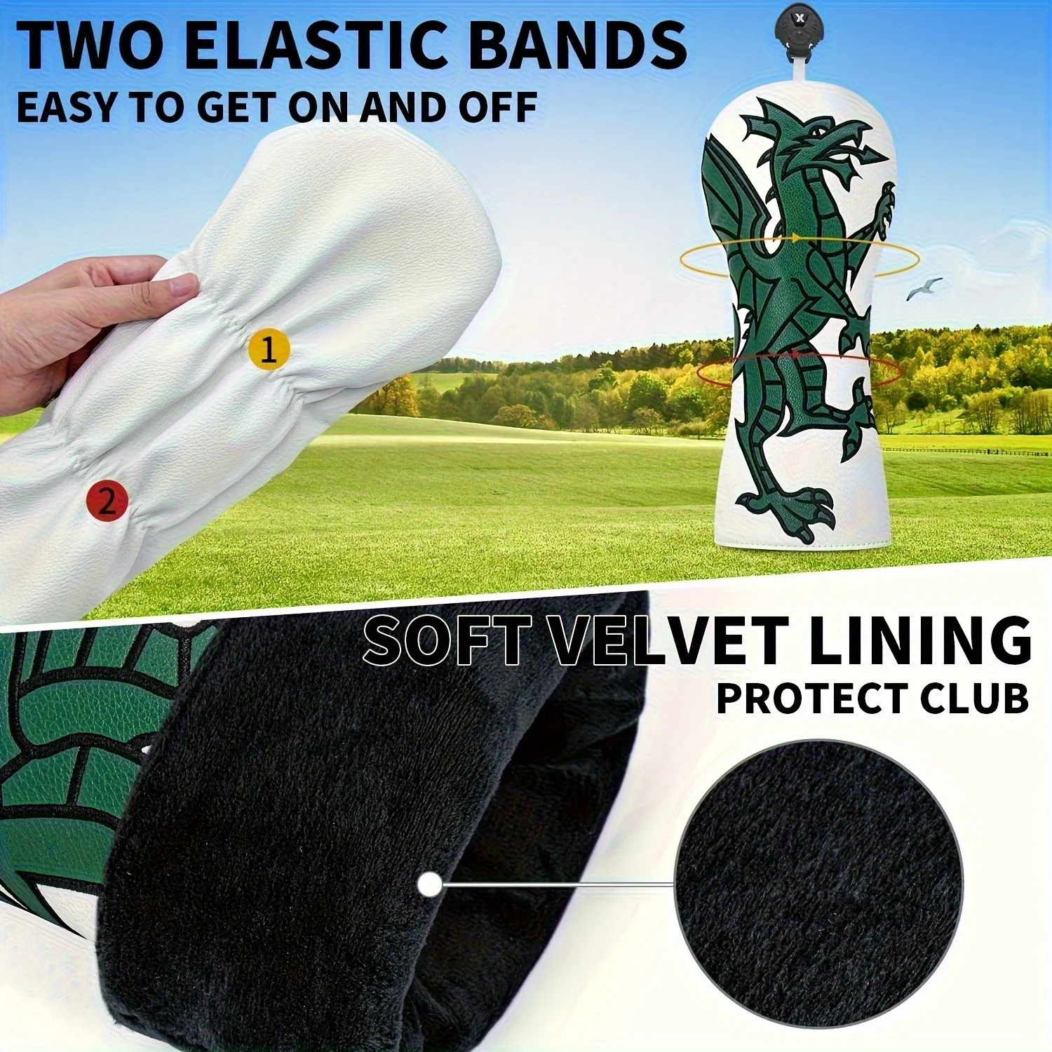 Divine Dragon Golf Club Cover, Fashionable Golf Head Cover, Golf Fairway Wood Head Cover - Golf Headcovers for Woods image 5