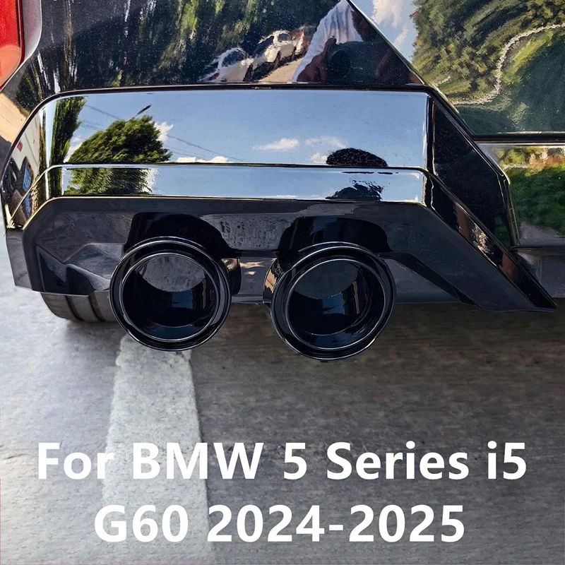 

For BMW 5 Series i5 G60 2024-2025 Car Tail Throat Liner Pipe Exhaust System Cover Carbon fiber ABS Plastic tailpipe cover