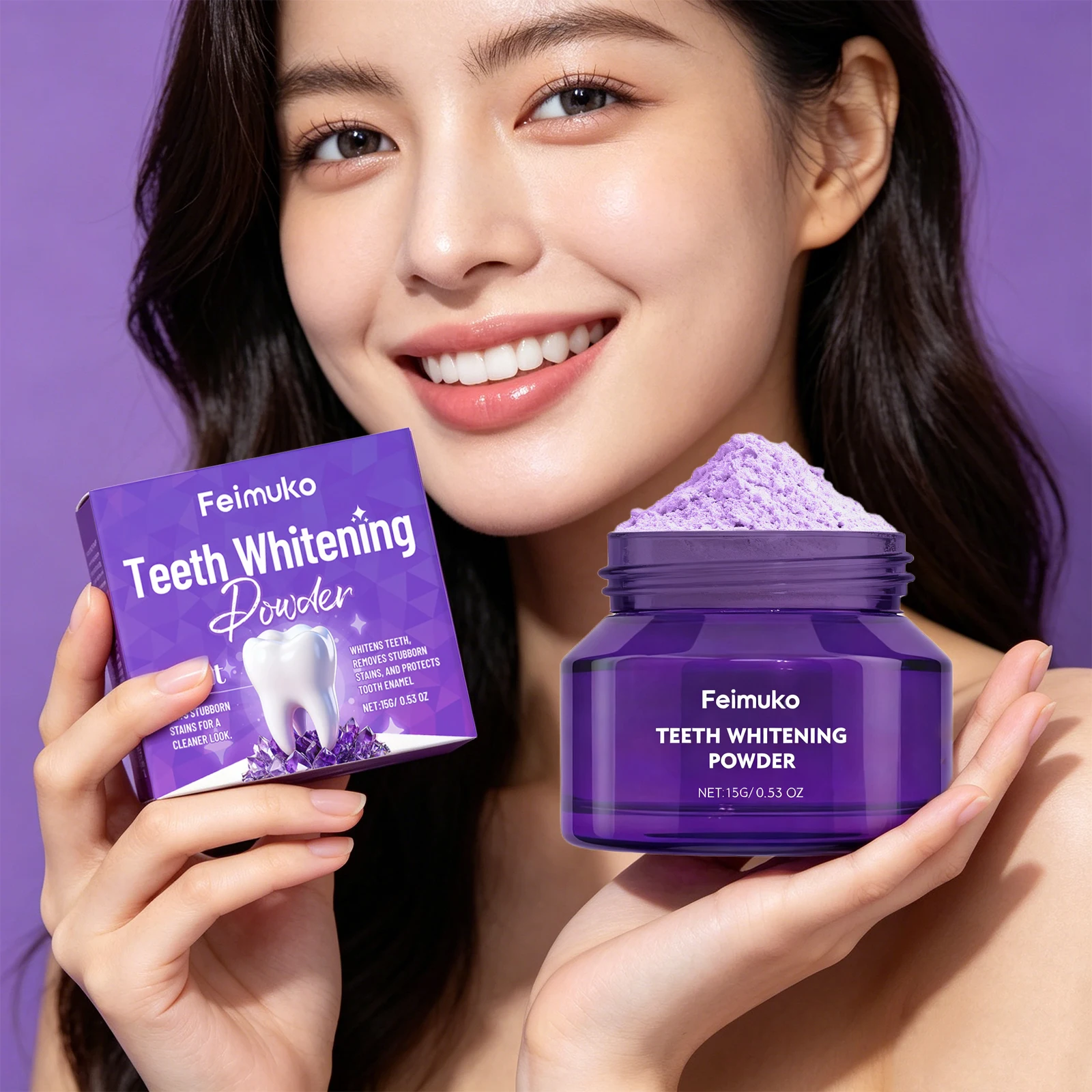 

Teeth Whitening Powder 15g Mint Flavor Stubborn Stain Removal Protects Enamel Fresh Breath Dissolves Plaque Oral Care