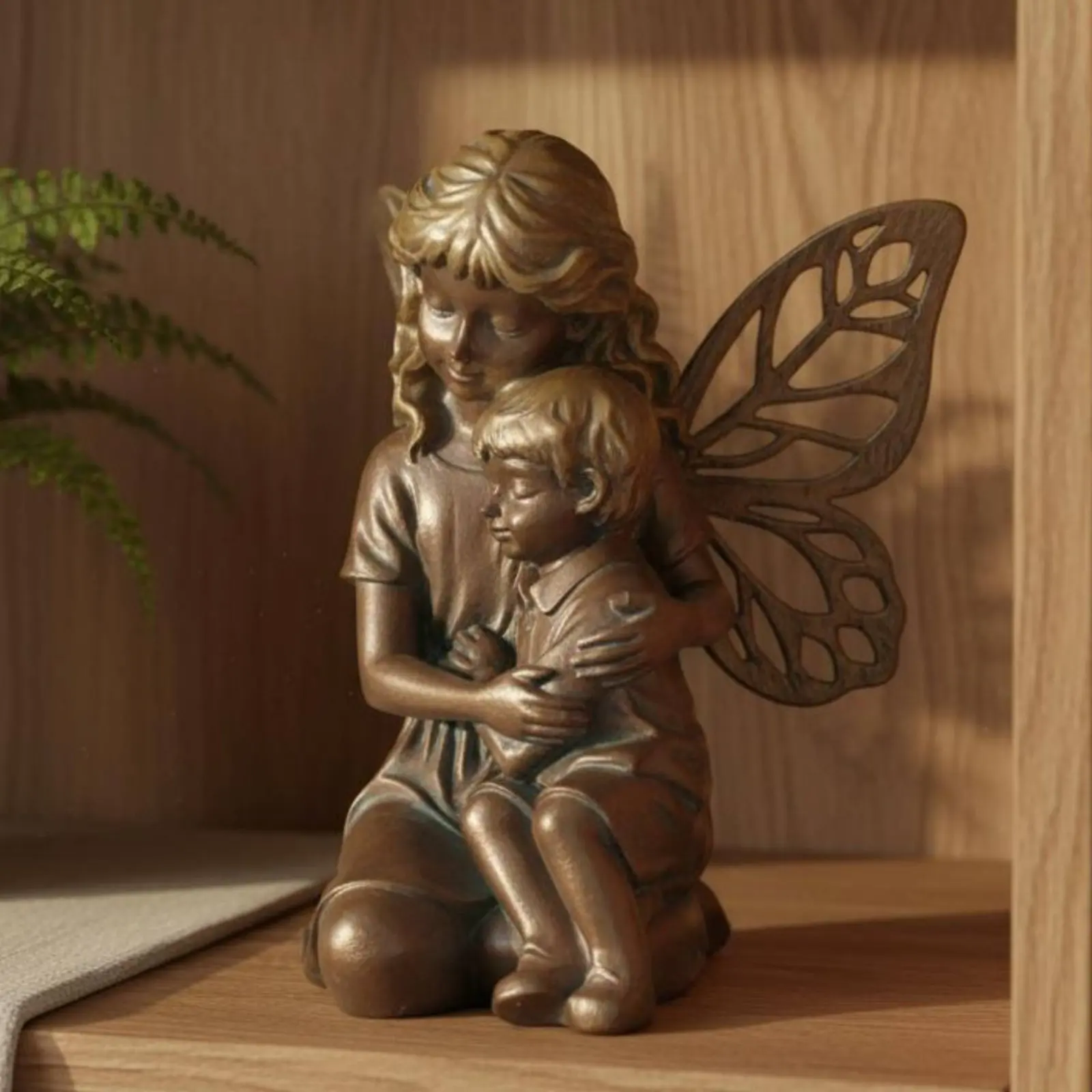 Copper Color Fairy Ornament Lustrous Finish Sitting Fairy Statue Home Decor Gift Idea Realistic Design for Patio