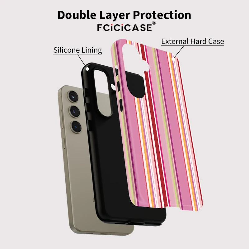 Fcicicase خطوط ملونة نمط قضية الهاتف لسامسونج غالاكسي A36 A26 A 26 5G A16 A56 للصدمات ماتي سيليكون الاكريليك غطاء