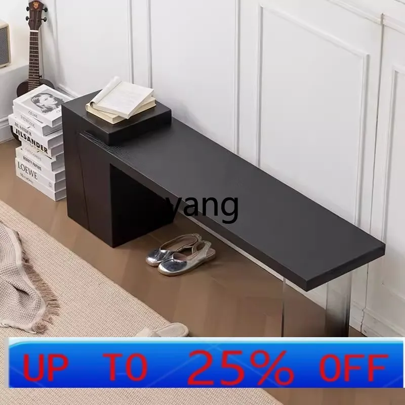 LMM wabi sandy wind acrylic solid wood bench bedroom log bedside stool