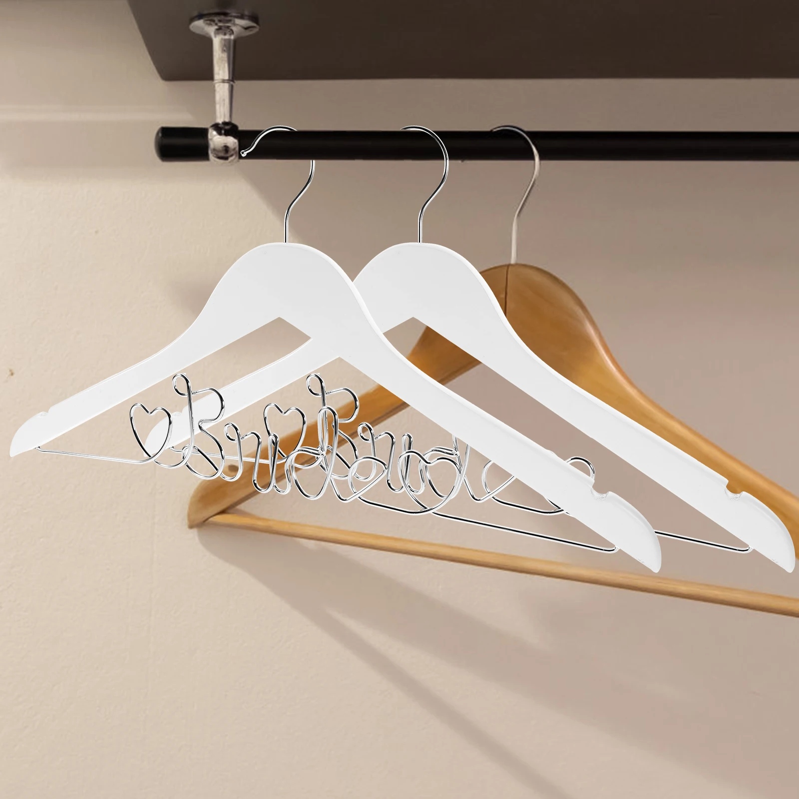 

Wedding Dress Hanger Bridal Clothes Rack Anti Solid Wood Wire Hangers for Strapless Sleeve Dresses Display Bride Shape